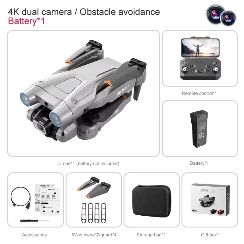 Drone Smart Rc Foldable - i3 Pro Drone Quadcopter: 4K Dual