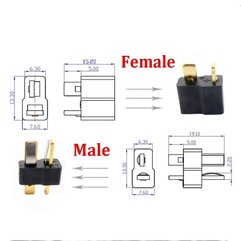T Plug Male Female Connectors  - Drone Rc Not Connected ulasan dan harga