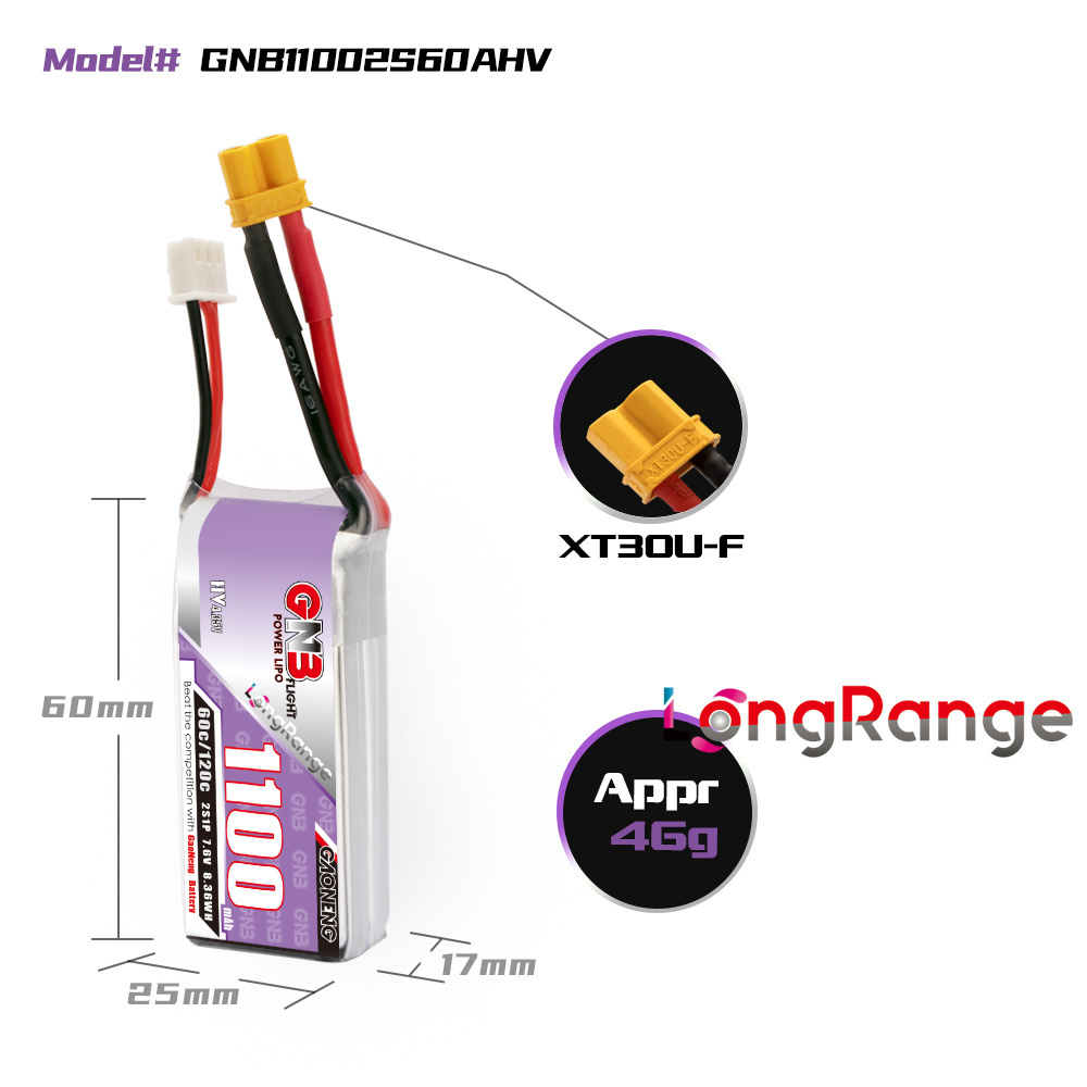 GNB 1100mAh 2S 3S 4S 6S 60C/12 - Drone Lipo Battery ulasan dan harga