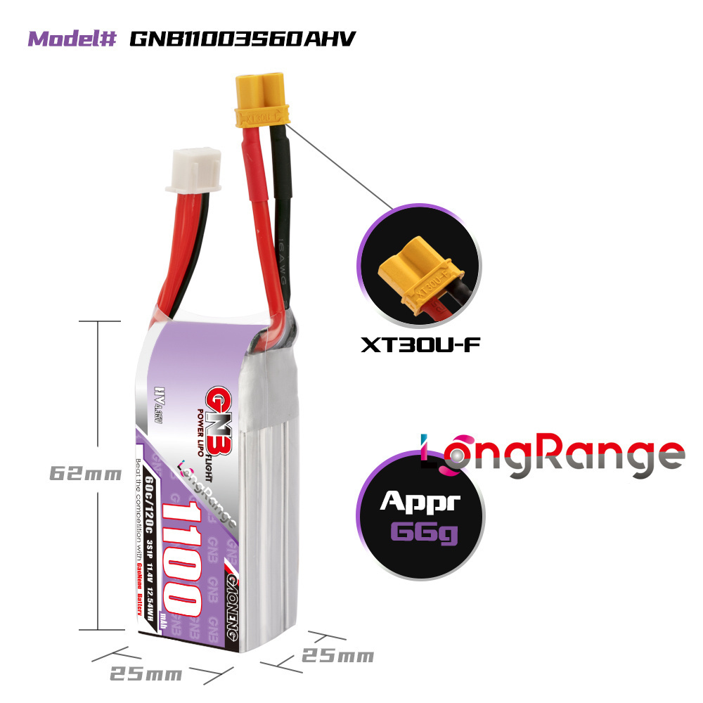GNB 1100mAh 2S 3S 4S 6S 60C/12 - Drone Lipo Battery ulasan dan harga