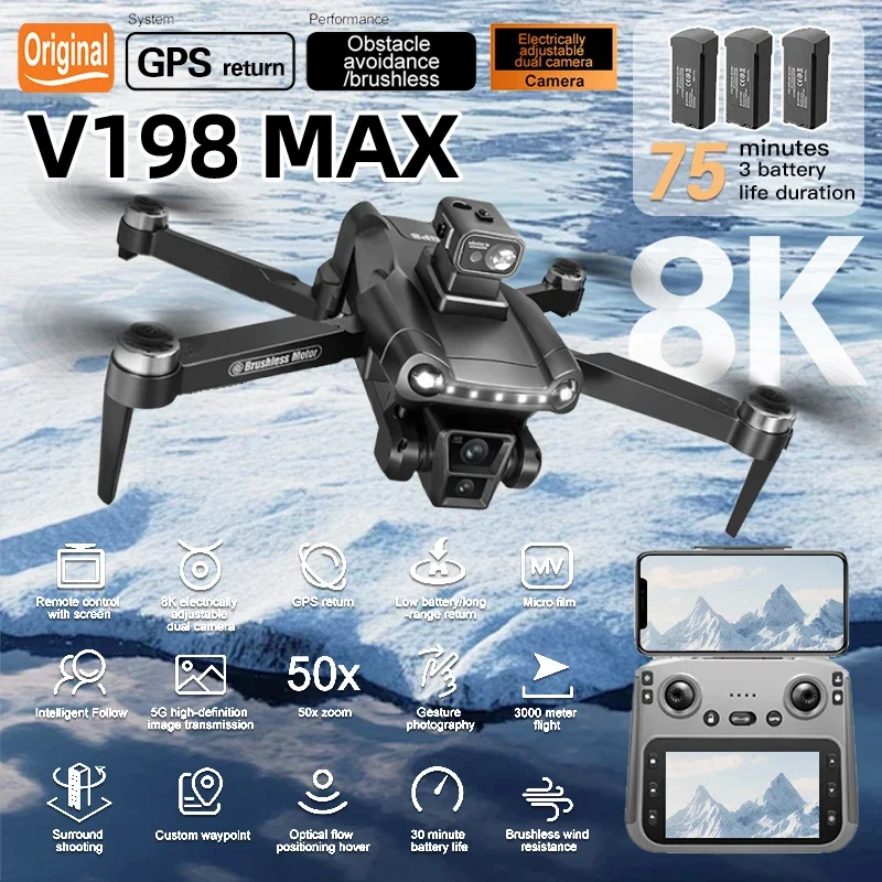 Lenovo V198 GPS Drone: 8K HD F - Drone Smart Rc Foldable ulasan dan harga